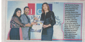 GD Goenka Public School receives recognition for quality and excellence from Bollywood actress Sushmita Sen