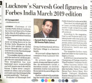 Mr. Sarvesh Goel figures in Forbes India March 2019 img