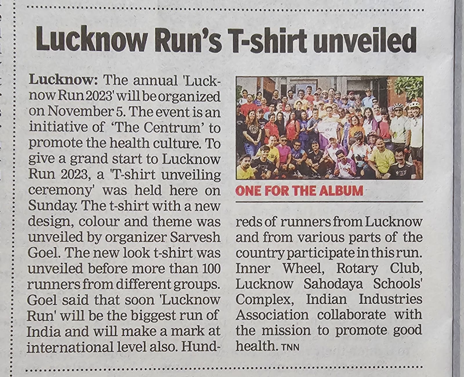 Lucknow Run's T-shirt Unveiled 2023 img 1